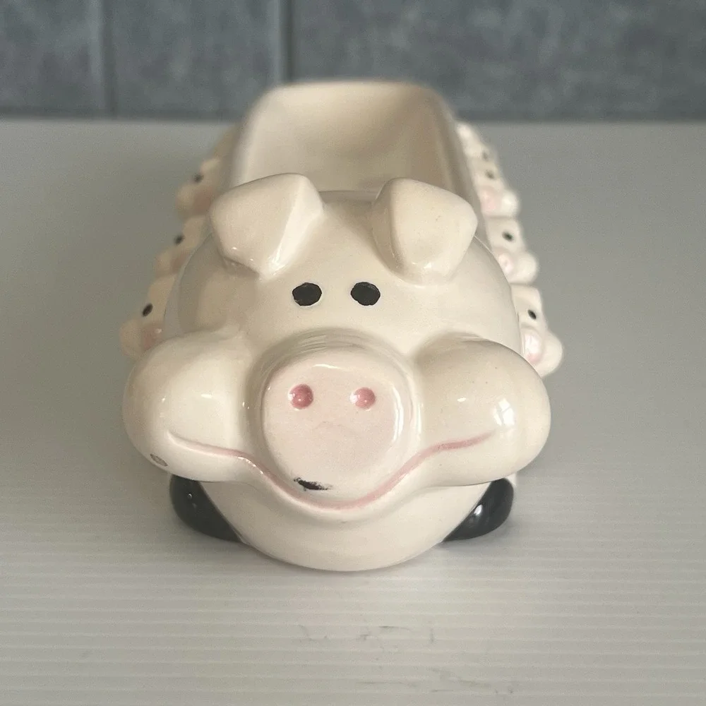 Vintage 1983 Ron Gordon Design Ceramic Pig & Piglets Cracker Cheese Butter Dish